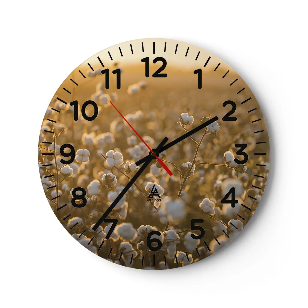 Wanduhr - Glasuhr - Fluffiges Feld - 40x40 cm