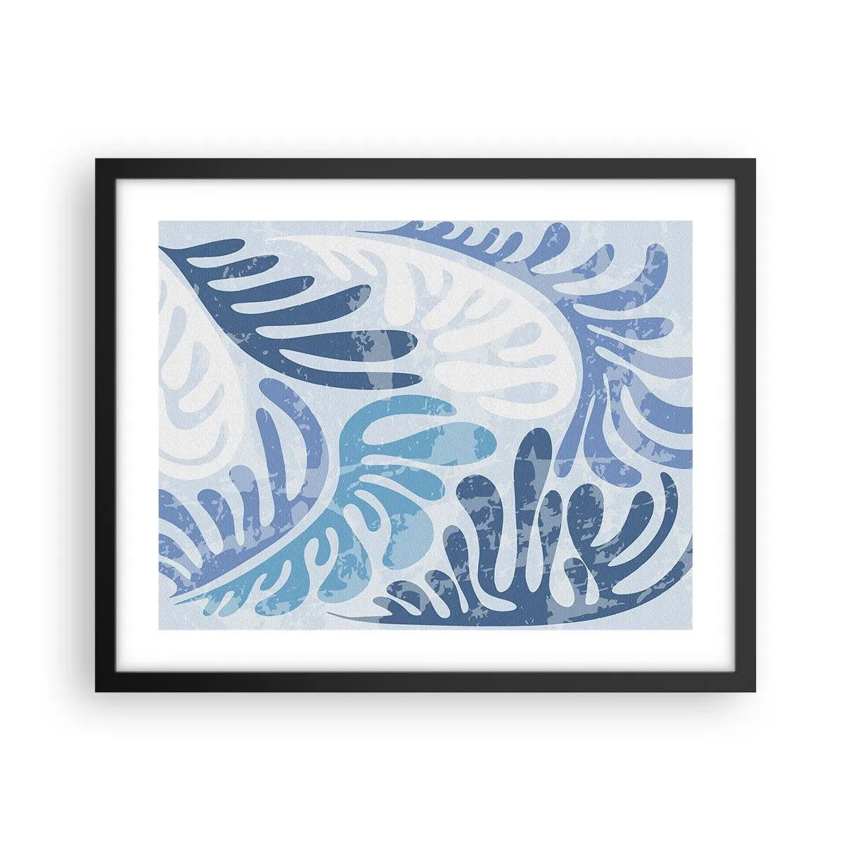 Poster in einem schwarzem Rahmen - Blaue Farne - 50x40 cm