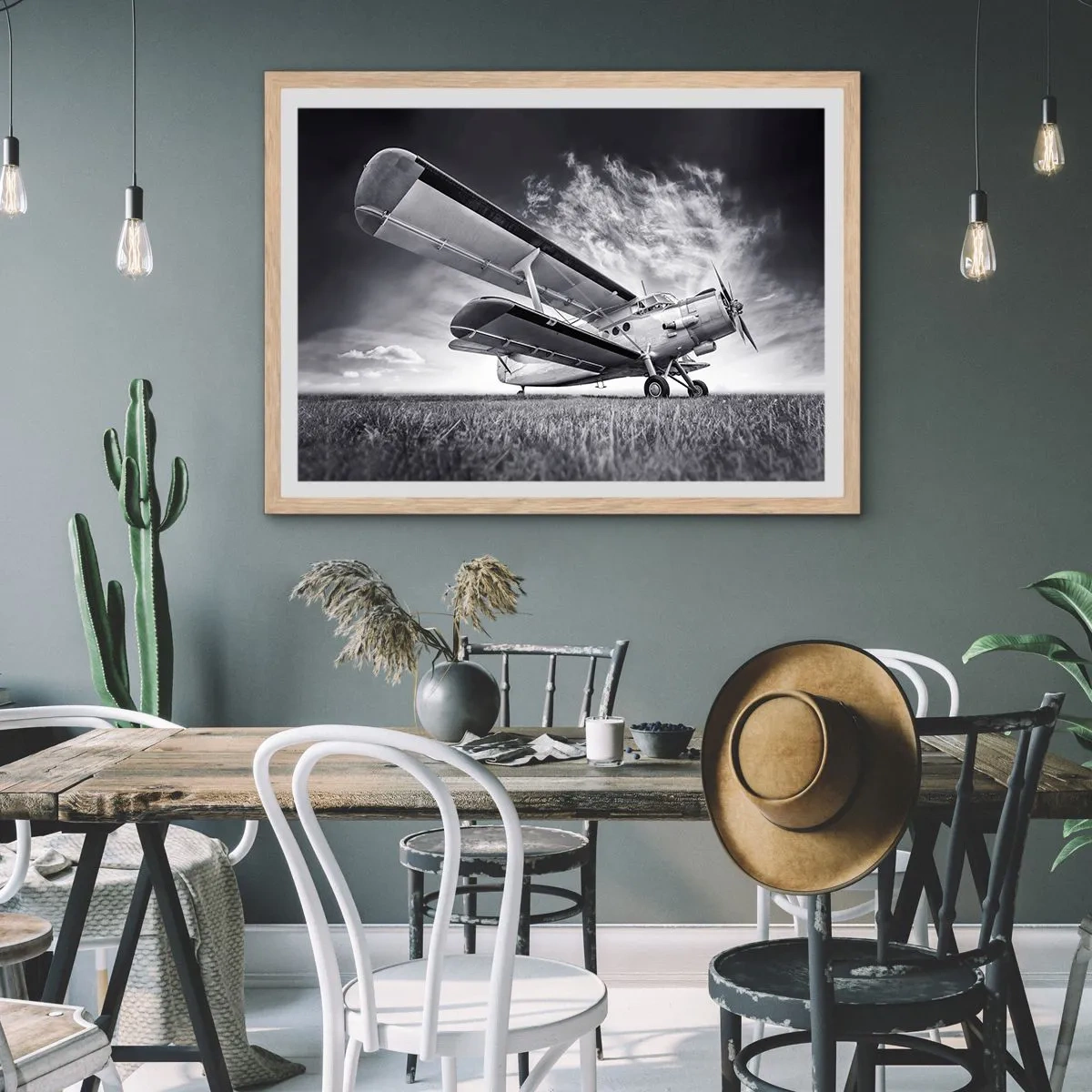 Poster in einem Rahmen aus heller Eiche - Der geflügelte Wanderer - 40x30 cm