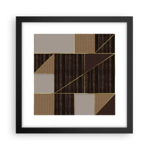 Poster in einem schwarzem Rahmen - Ein Mosaik aus Braun und Gold - 30x30 cm