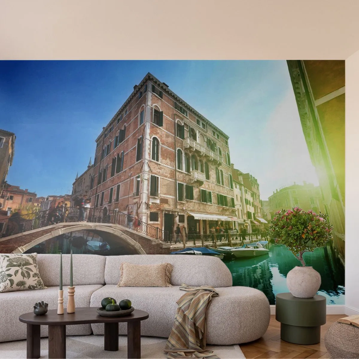 Fototapete Premium Sand - Venedig - Amore Mio - Stadt, Venedig, Gondeln - 100x70 cm