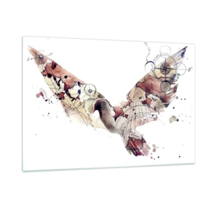 Glasbild - Bild auf glas - Abstrakte Flügel im künstlerischen Stil auf weißem Hintergrund - 120x80cm - Ein Overhead-Wanderer - Moderne Wanddekoration für Wohnzimmer und Schlafzimmer ARTTOR