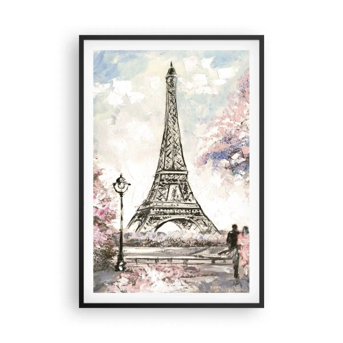 Poster in einem schwarzem Rahmen - Aprilspaziergang durch Paris - 61x91 cm