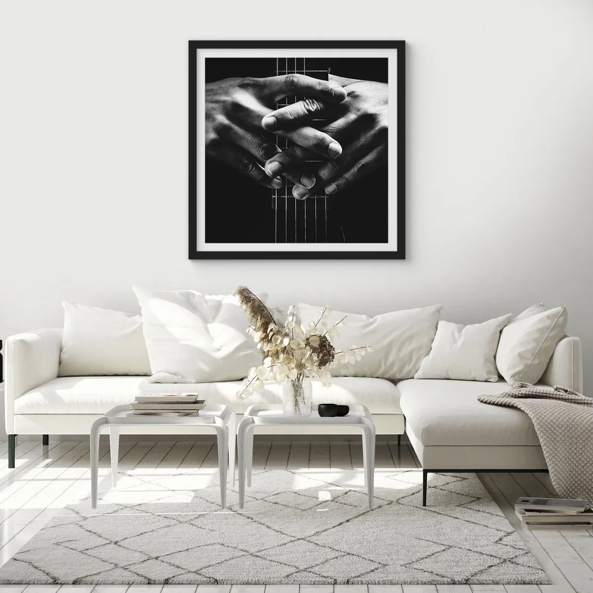 Poster in einem schwarzem Rahmen - Gebet des Künstlers - 50x50 cm