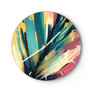Wanduhr - Glasuhr - Eine Farbexplosion im Stil ausdrucksstarker Pinselstriche. - 30x30cm - Komposition – eine Explosion der Freude - Moderne Wanddekoration für Wohnzimmer, Küche und Schlafzimmer ARTTOR