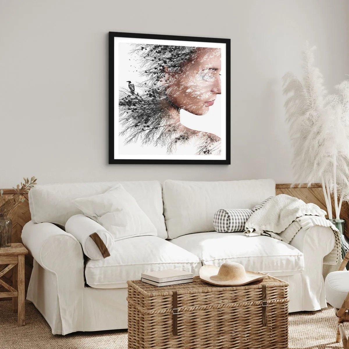 Poster in einem schwarzem Rahmen - Der Geist des Waldes - 50x50 cm