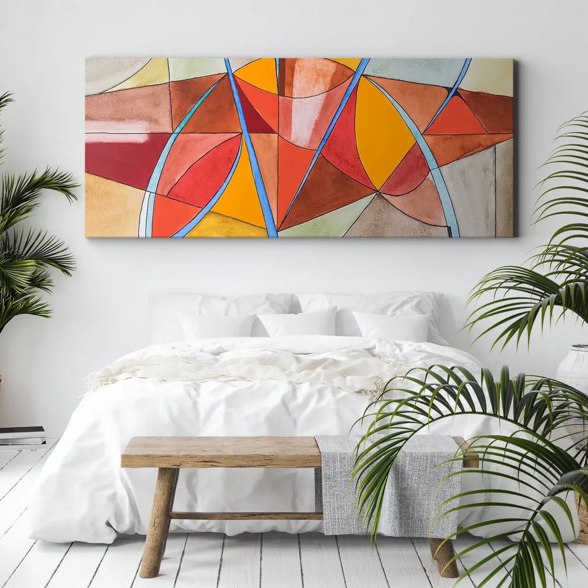 Bild auf Leinwand - Leinwandbild - Eine abstrakte Komposition in lebendigen geometrischen Farben. - 160x50cm - Das Karussell, das Traumkarussell - Moderne Wanddekoration für Wohnzimmer und Schlafzimmer ARTTOR