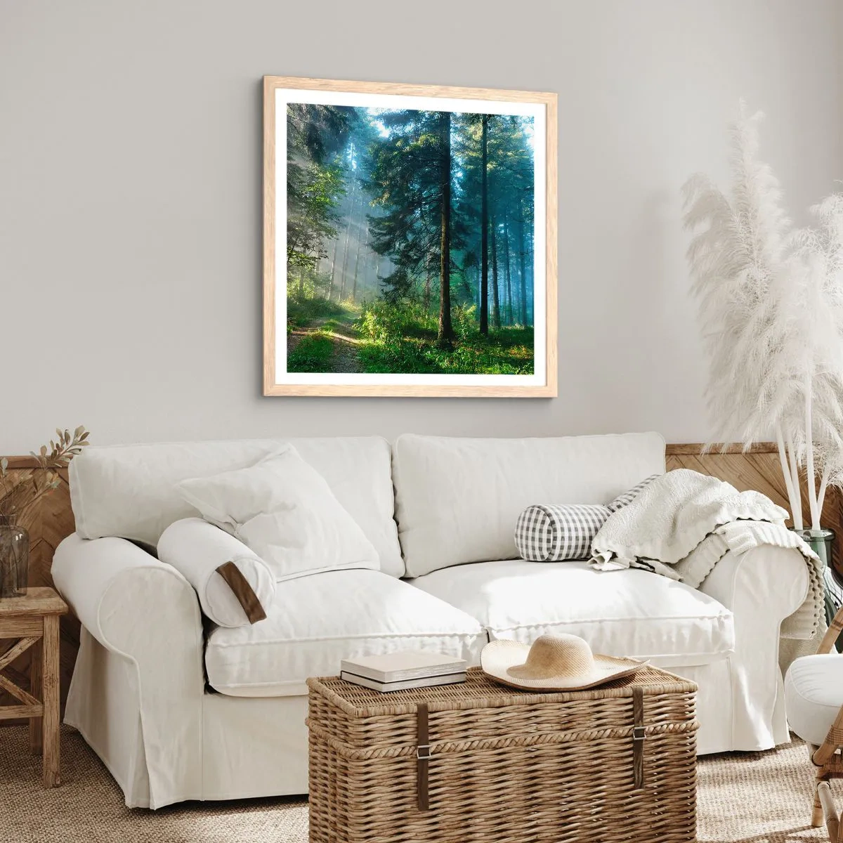 Poster in einem Rahmen aus heller Eiche - Strahlend am Morgen - 50x50 cm