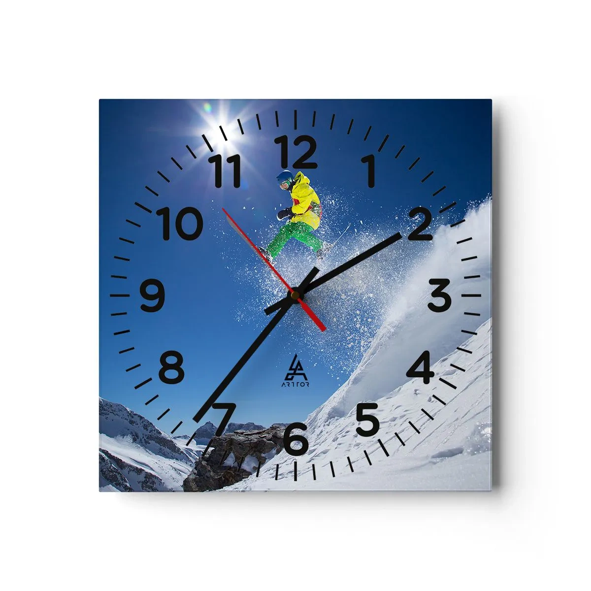 Wanduhr - Glasuhr - Tanzen mit den Bergen - 40x40 cm