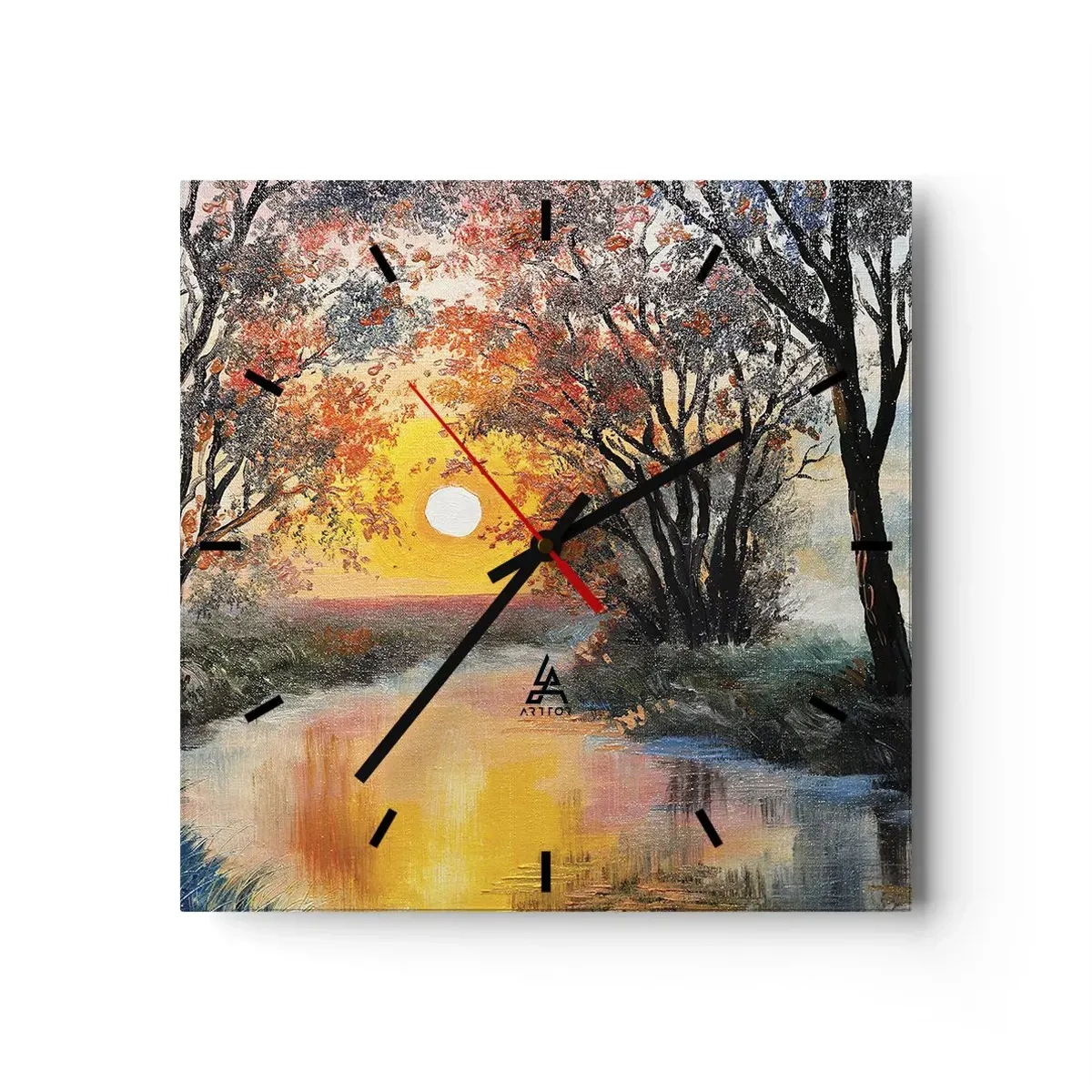 Wanduhr - Glasuhr - Herbststimmung - 40x40 cm