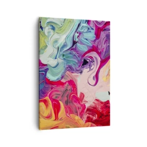 Bild auf Leinwand - Leinwandbild - Eine abstrakte Komposition mit lebendigen, wirbelnden Farben und einer dynamischen Struktur. - 50x70cm - Die Geburt der Farben - Moderne Wanddekoration für Wohnzimmer und Schlafzimmer ARTTOR