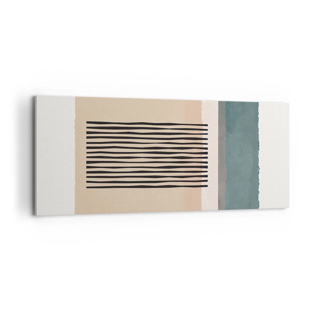 Bild auf Leinwand - Leinwandbild - Minimalistische geometrische Formen in Beige- und Grüntönen - 120x50cm - Alles ist in Ordnung - Moderne Wanddekoration für Wohnzimmer und Schlafzimmer ARTTOR