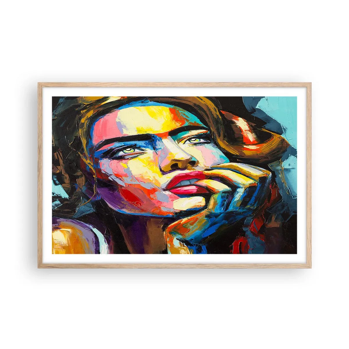 Poster in einem Rahmen aus heller Eiche - Träume fliegen am Himmel wie Vögel - 91x61 cm