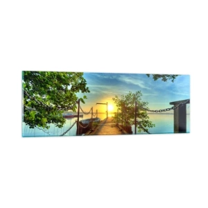 Glasbild - Bild auf glas - Westen auf dem Wasser - 90x30 cm