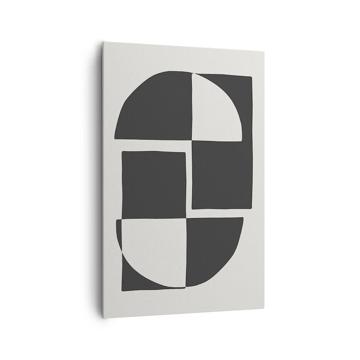 Bild auf Leinwand - Leinwandbild - Abstrakte geometrische Formen in Schwarz und Weiß - 80x120cm - Antithese - Synthese - Moderne Wanddekoration für Wohnzimmer und Schlafzimmer ARTTOR