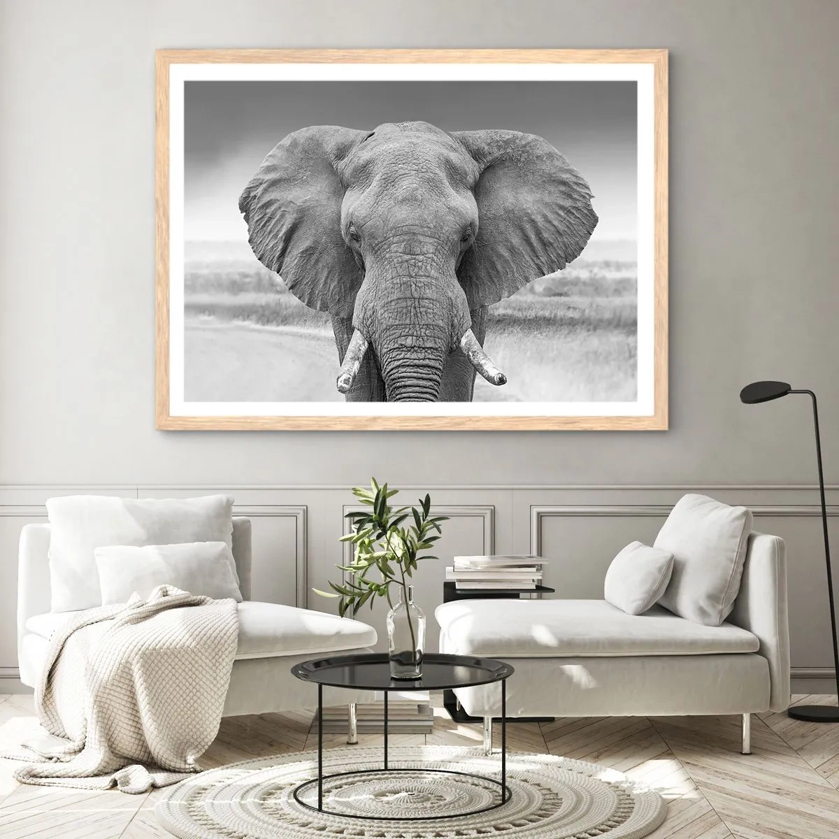 Poster in einem Rahmen aus heller Eiche - Willkommen in meiner Welt - 70x50 cm