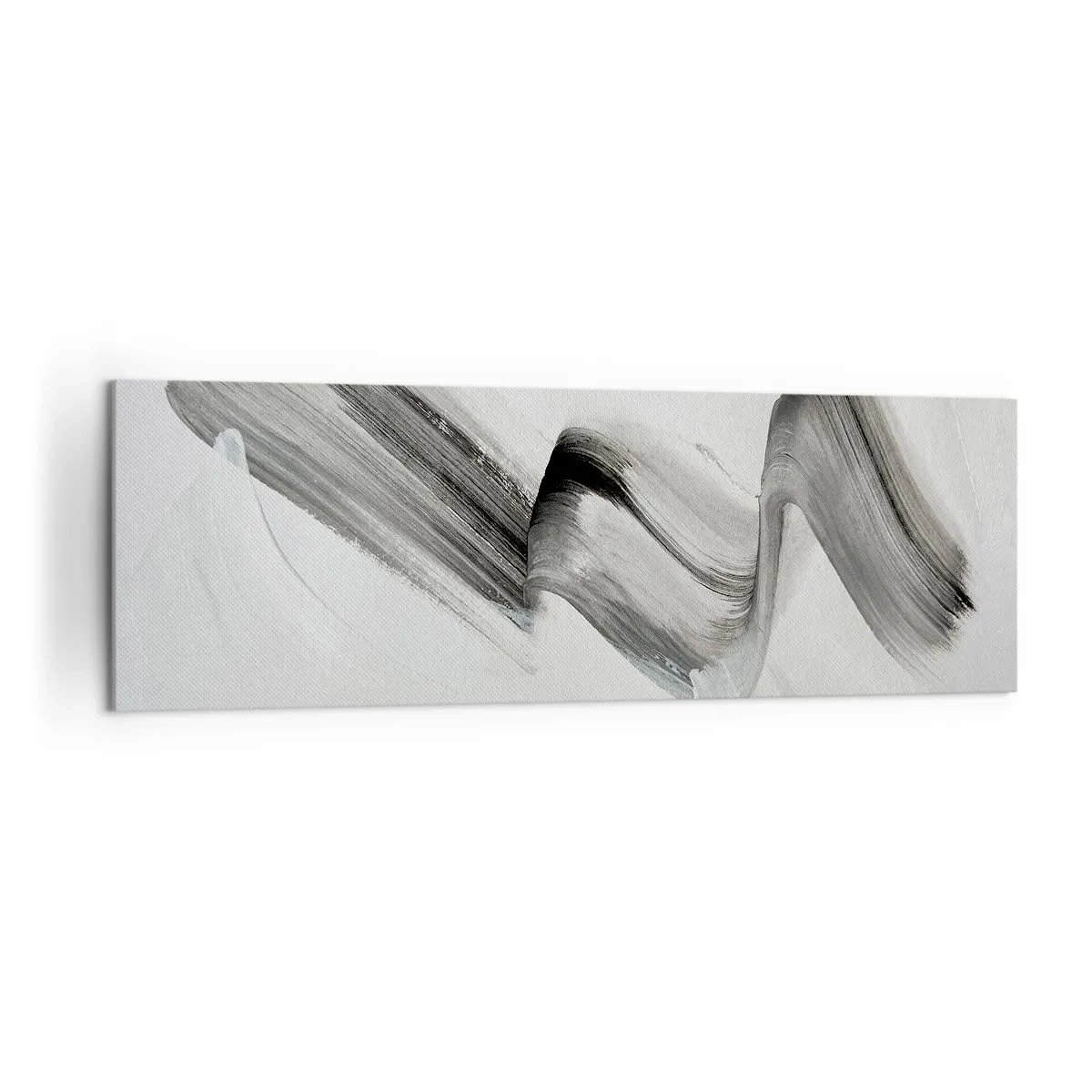 Bild auf Leinwand - Leinwandbild - Abstrakter schwarz-weißer Pinselstrich auf hellem Hintergrund - 160x50cm - Lässig zum Spaß - Moderne Wanddekoration für Wohnzimmer und Schlafzimmer ARTTOR