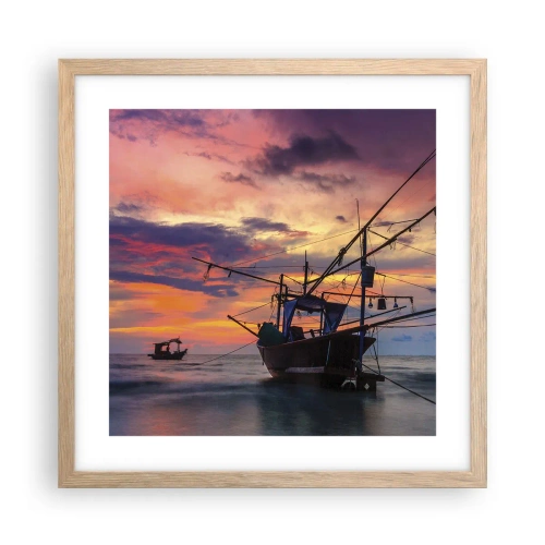 Poster in einem Rahmen aus heller Eiche - Exotischer Abend - 40x40 cm