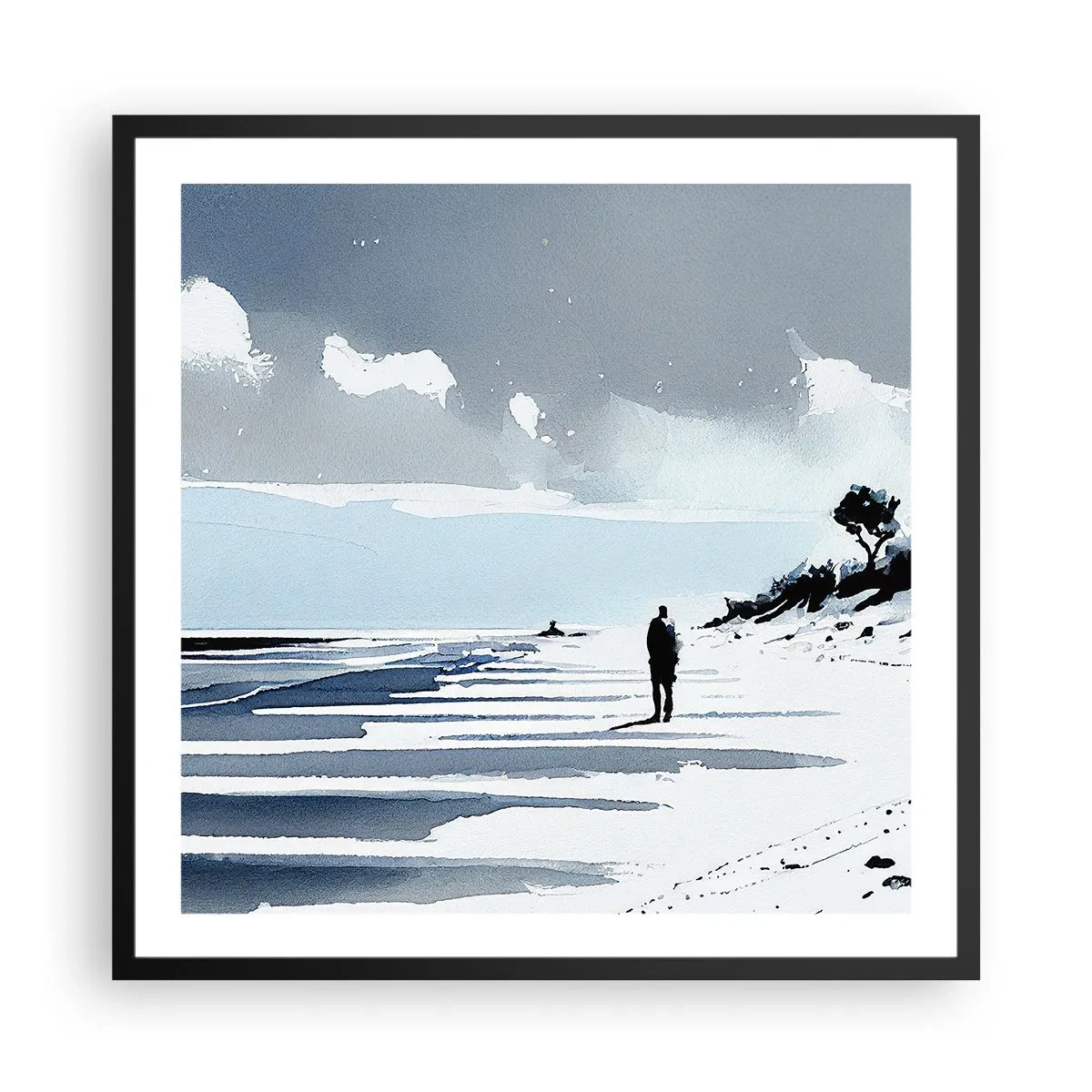 Poster in einem schwarzem Rahmen - Allein sein - 60x60 cm