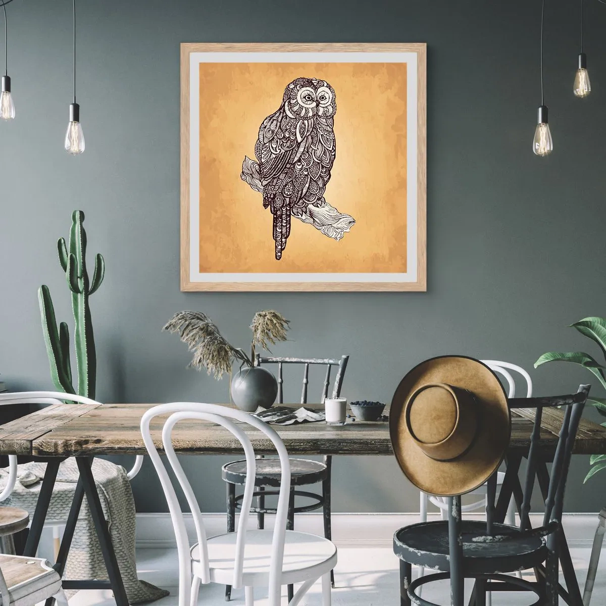 Poster in einem Rahmen aus heller Eiche - Kunstvolle Ornamente der Weisheit - 30x30 cm