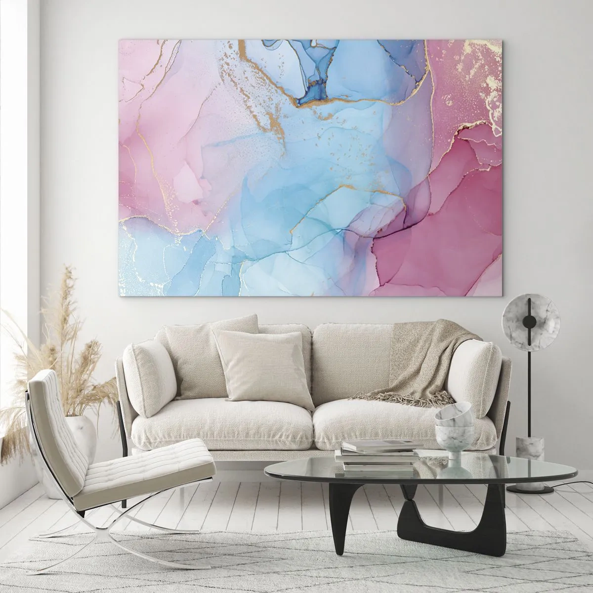 Glasbild - Bild auf glas - Begegnung und gegenseitige Durchdringung - 70x50cm - Begegnung und Durchdringung - Moderne Wanddekoration für Wohnzimmer und Schlafzimmer ARTTOR