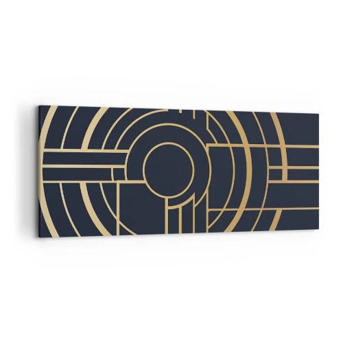 Bild auf Leinwand - Leinwandbild - Geometrisches Muster mit goldenen Linien - 120x50cm - Wendungen der Dinge - Moderne Wanddekoration für Wohnzimmer und Schlafzimmer ARTTOR