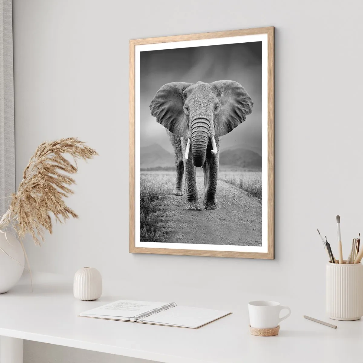 Poster in einem Rahmen aus heller Eiche - Der Gastgeber heißt willkommen - 50x70 cm