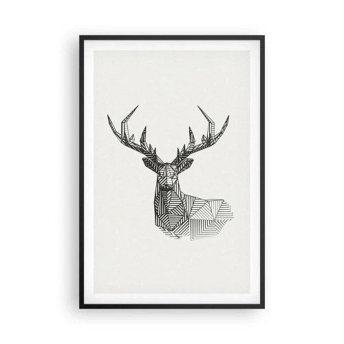 Poster in einem schwarzem Rahmen - Ein Hirsch im kubistischen Stil - 61x91 cm