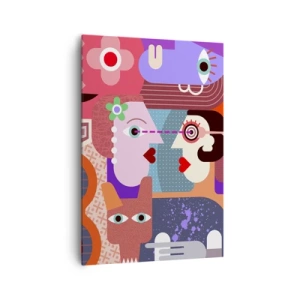 Bild auf Leinwand - Leinwandbild - Abstrakte Figuren in lebendigen Farben - 70x100cm - Augenhöhe - Moderne Wanddekoration für Wohnzimmer und Schlafzimmer ARTTOR