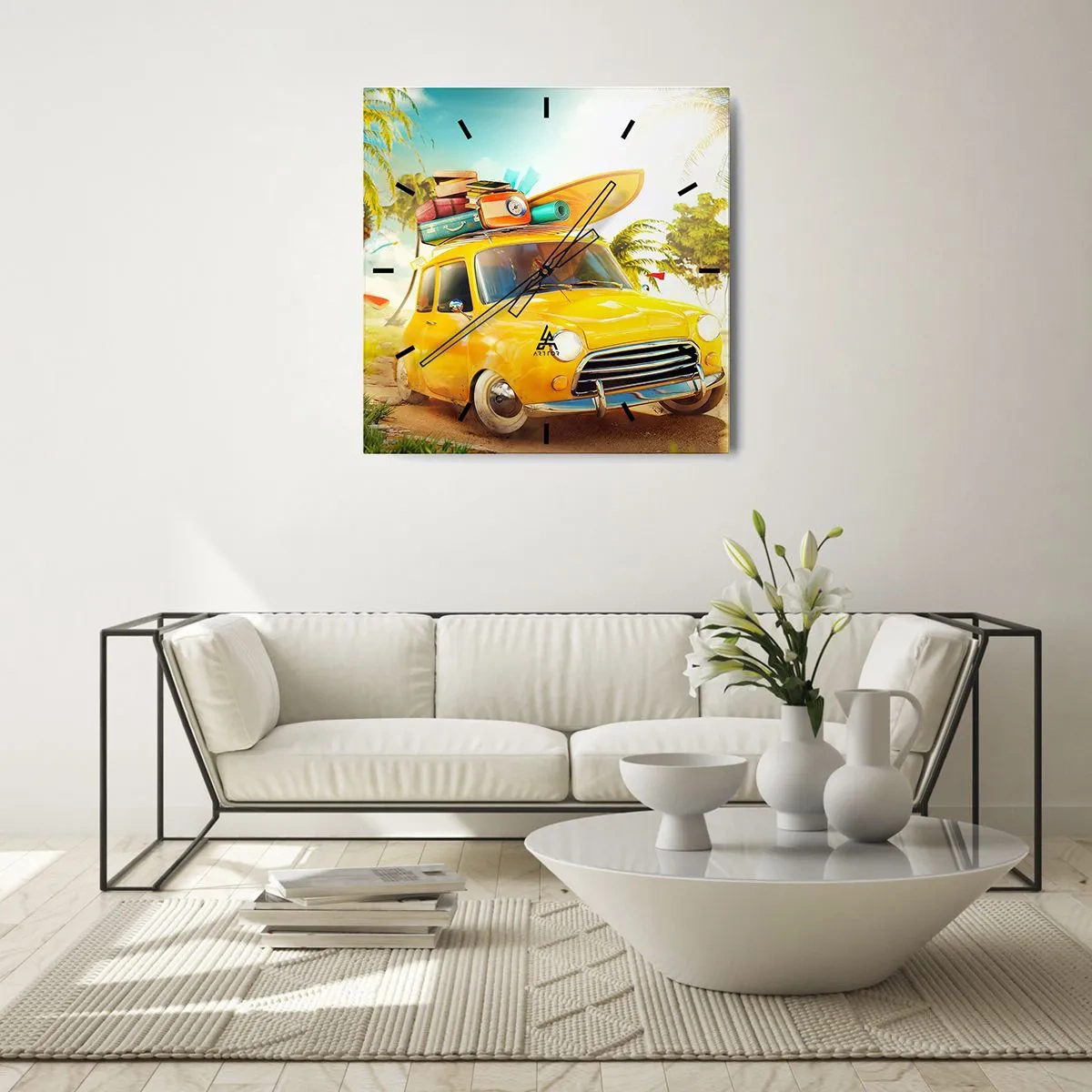 Wanduhr - Glasuhr - Eine Reise für mehr als ein Lächeln - 40x40 cm