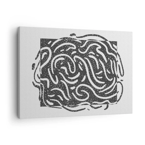 Bild auf Leinwand - Leinwandbild - Schwarz-Weiß-Abstraktion im geometrischen Stil - 70x50cm - Abstraktion: Freudentanz - Moderne Wanddekoration für Wohnzimmer und Schlafzimmer ARTTOR