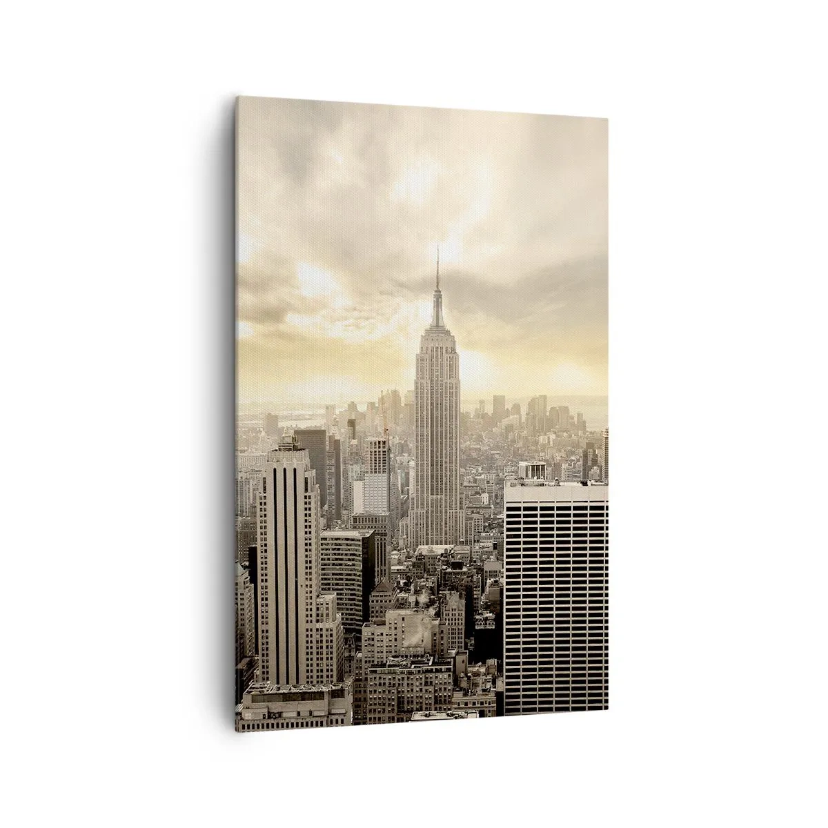 Bild auf Leinwand - Leinwandbild - Panorama der Stadt mit Blick auf das Empire State Building - 80x120cm - New York aus Grau - Moderne Wanddekoration für Wohnzimmer und Schlafzimmer ARTTOR