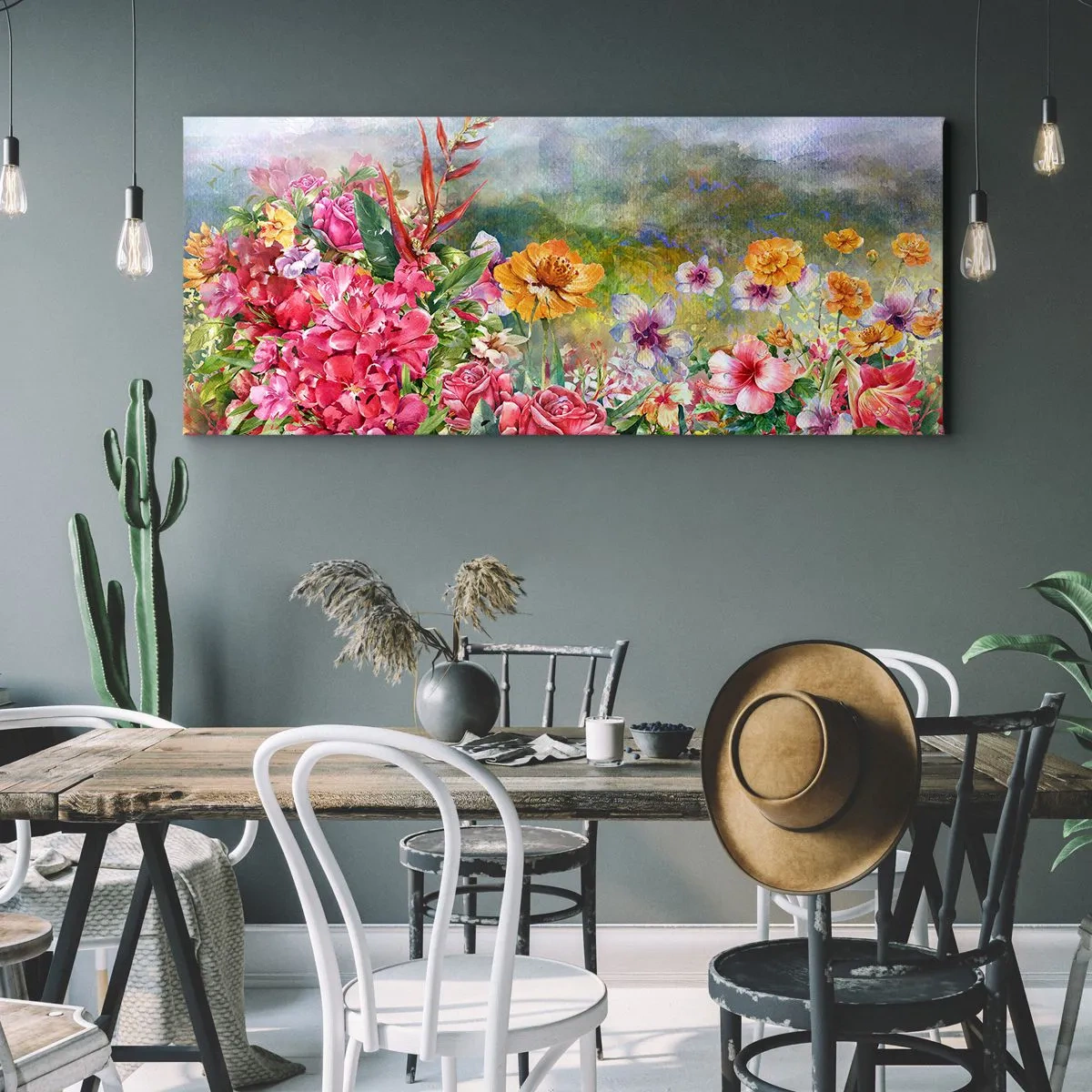 Bild auf Leinwand - Leinwandbild - Ein Garten, der verrückt geworden ist - 100x40 cm