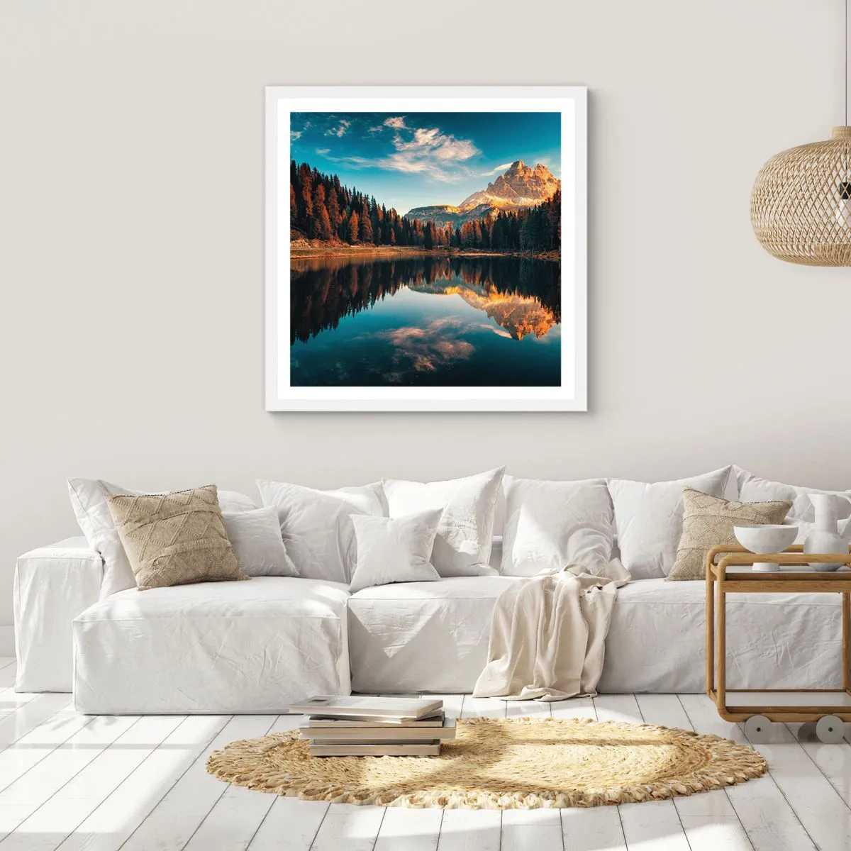 Poster in einem weißen Rahmen - Doppelte Landschaft - 60x60 cm