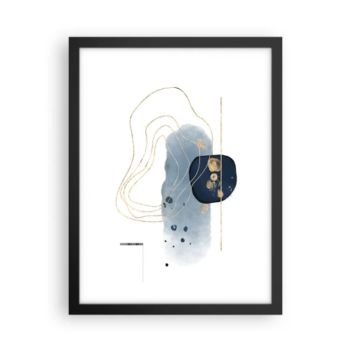 Poster in einem schwarzem Rahmen - Blau-goldene Fantasie - 30x40 cm
