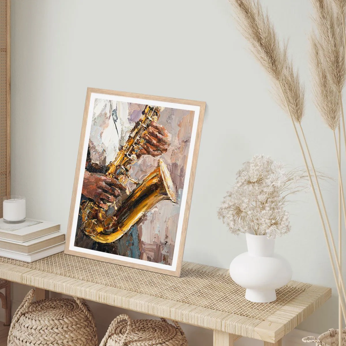 Poster in einem Rahmen aus heller Eiche - Zeit fürs Solo - 70x100 cm