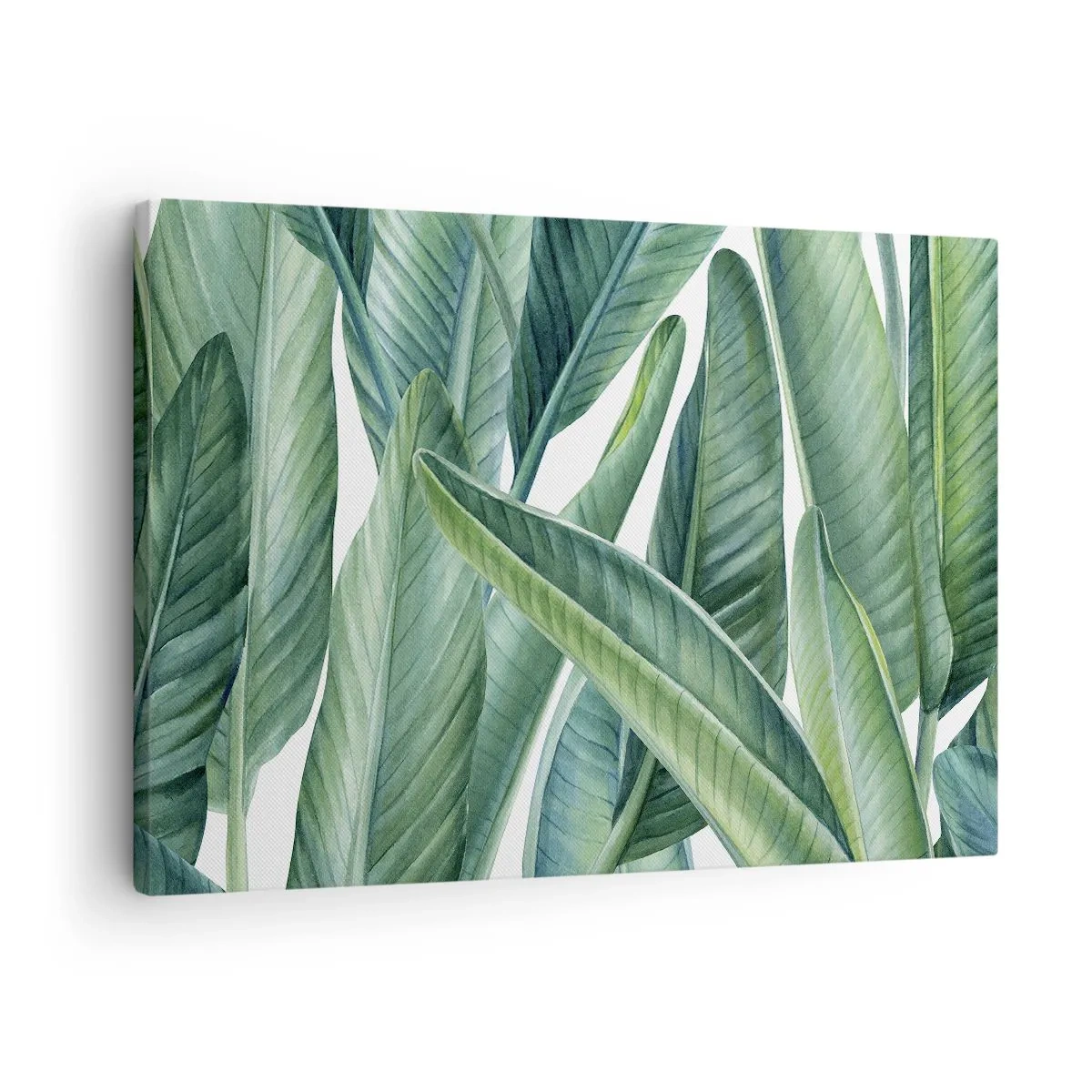 Bild auf Leinwand - Leinwandbild - Grüne Blätter im minimalistischen, botanischen Stil - 70x50cm - An und für sich Grün - Moderne Wanddekoration für Wohnzimmer und Schlafzimmer ARTTOR