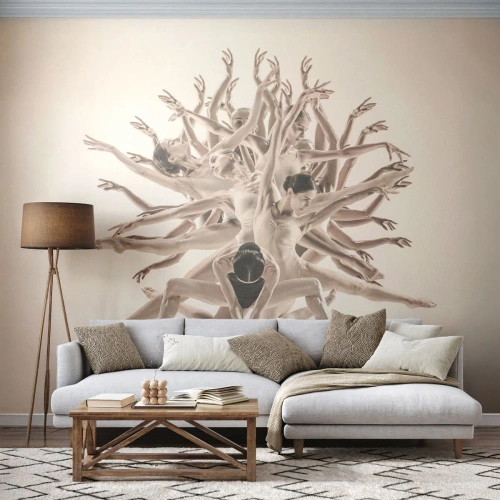 Fototapete Premium Canvas - Abstrakte Komposition von Tänzern in Bewegung - 100x70cm - Aufblühen im Tanz - Moderne Wanddekoration für Wohnzimmer und Schlafzimmer ARTTOR