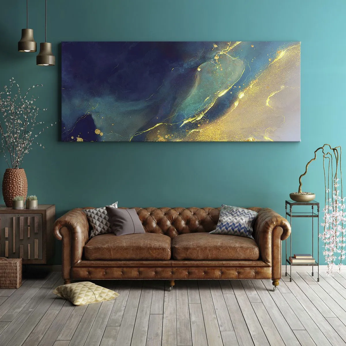 Bild auf Leinwand - Leinwandbild - Der goldene Teich - 90x30 cm