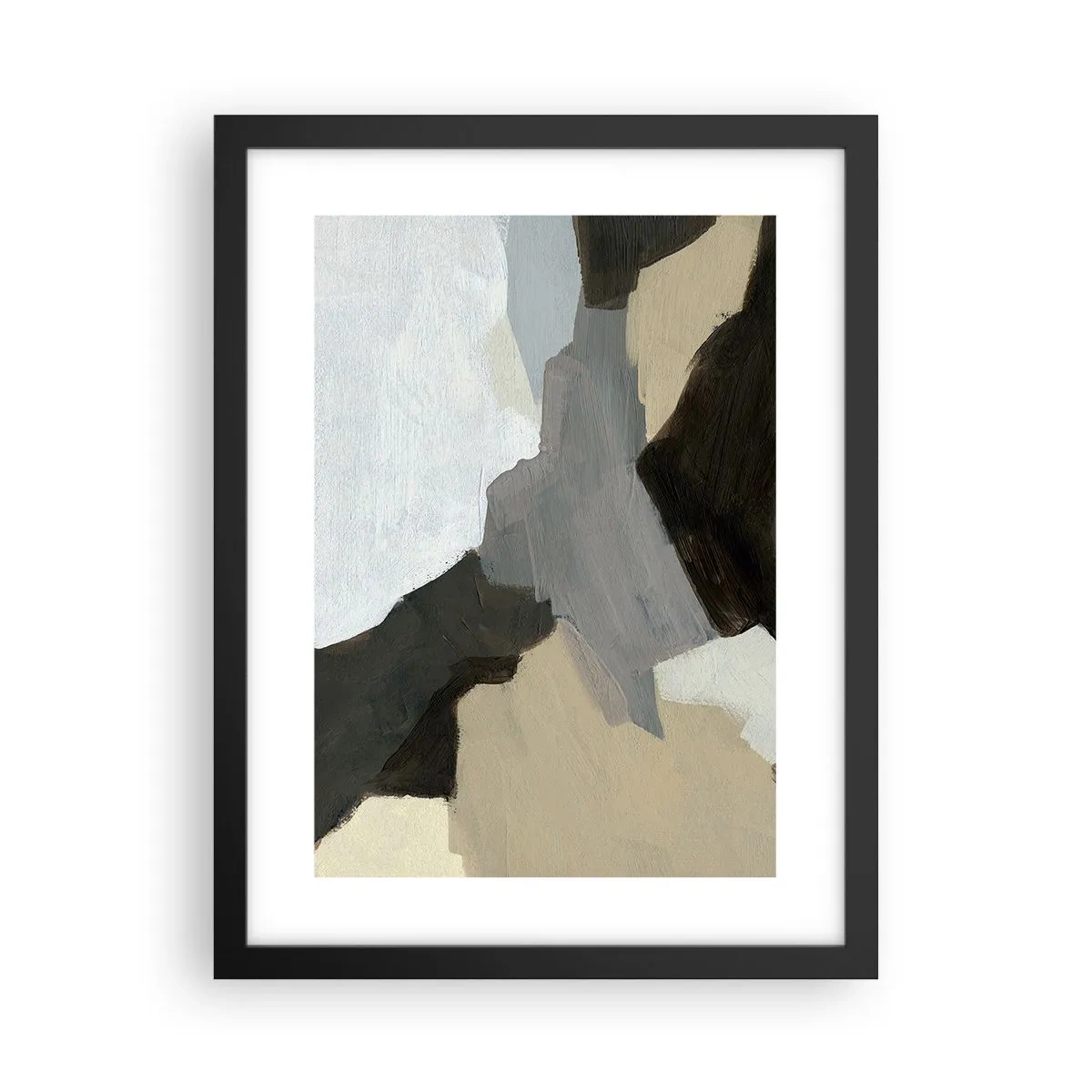 Poster in einem schwarzem Rahmen - Abstraktion: Scheideweg des Graus - 30x40 cm