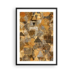 Poster in einem schwarzem Rahmen - Goldene abstrakte geometrische Komposition - 50x70cm - Die Welt in Form - Moderne Wanddekoration für Wohnzimmer und Schlafzimmer ARTTOR