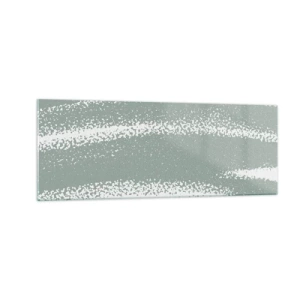 Glasbild - Bild auf glas - Winterwellen in Mint- und Weißtönen - 140x50cm - Abstraktion im Winterklima - Moderne Wanddekoration für Wohnzimmer und Schlafzimmer ARTTOR