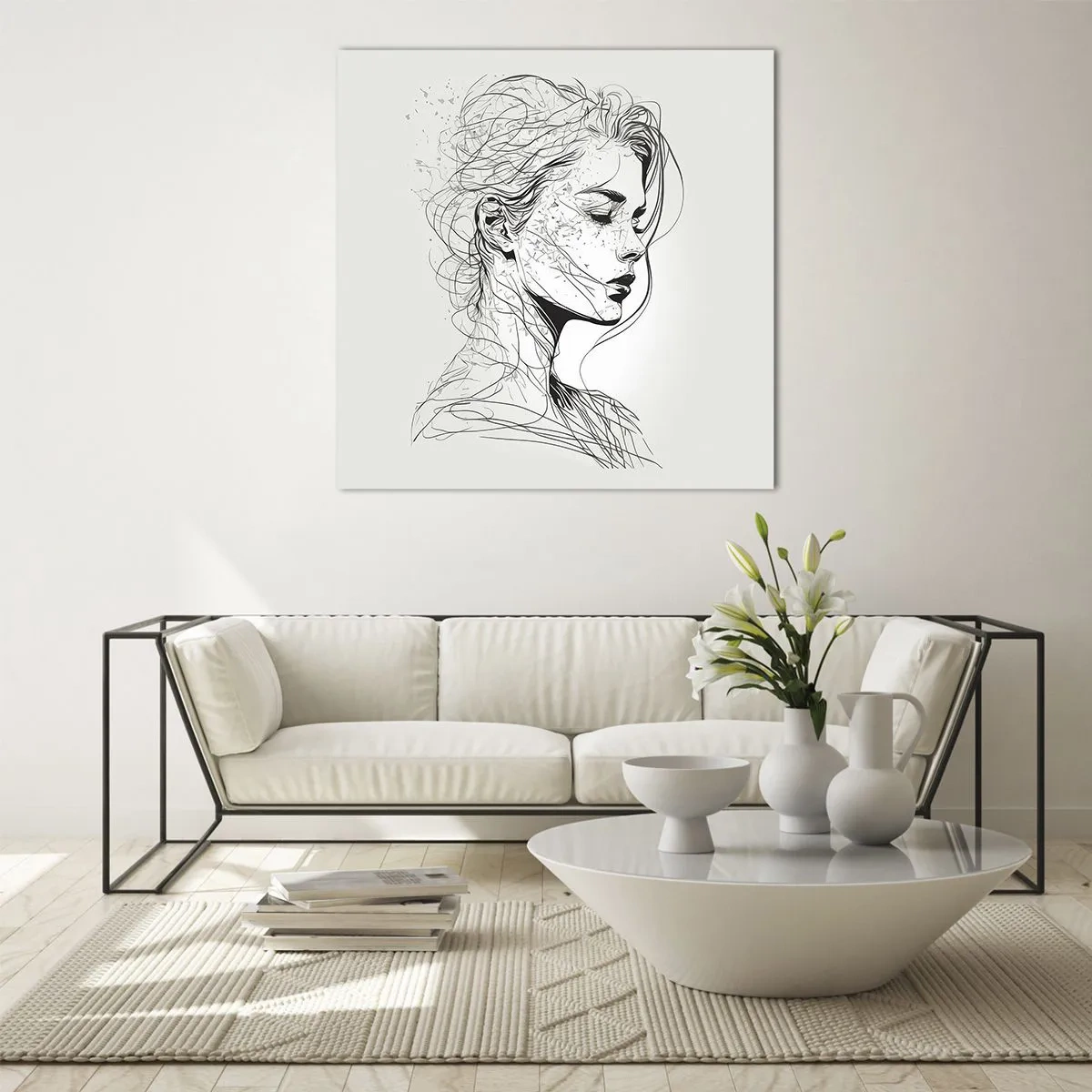 Glasbild - Bild auf glas - Porträt im Gedanken - 50x50 cm