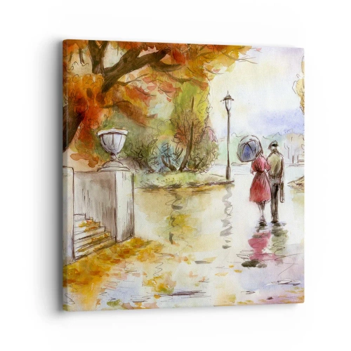 Bild auf Leinwand - Leinwandbild - Romantischer Herbst im Park - 40x40 cm