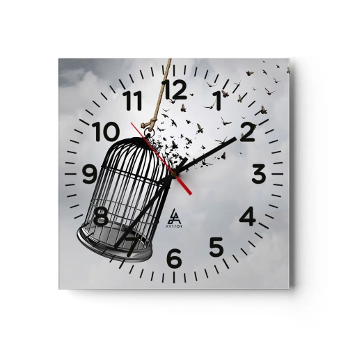 Wanduhr - Glasuhr - Glaube ... Hoffnung ... Freiheit! - 30x30 cm