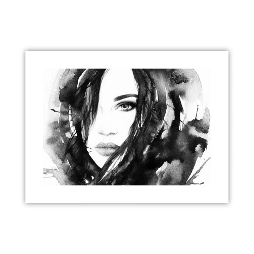Poster - Porträt einer Dame in Schwarzweiß - 40x30 cm