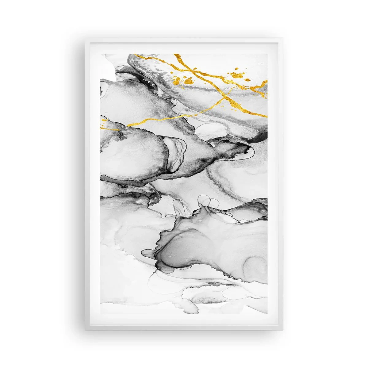 Poster in einem weißen Rahmen - Komposition mit Goldmotiv - 61x91 cm