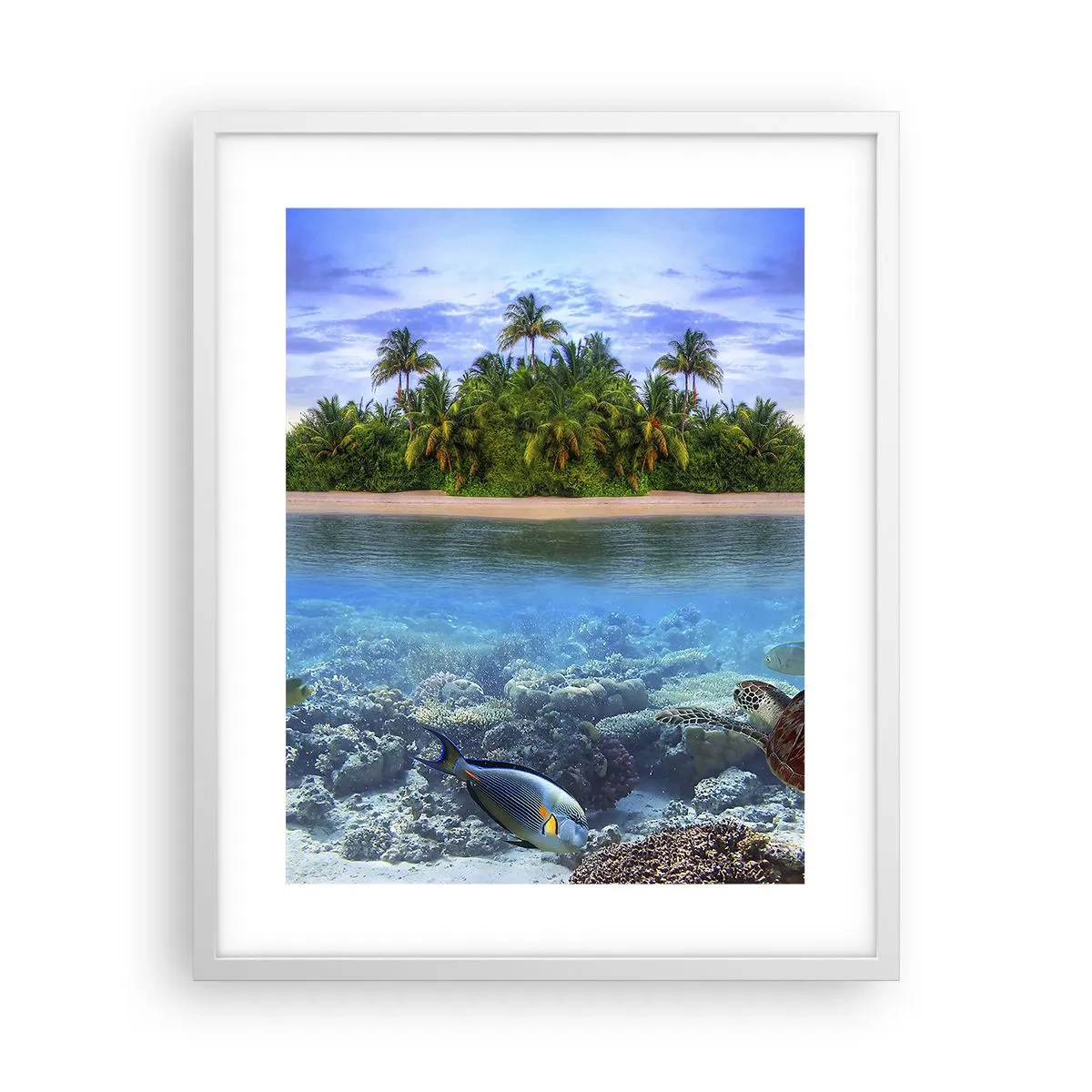 Poster in einem weißen Rahmen - Heavenly Island lädt dich ein - 40x50 cm