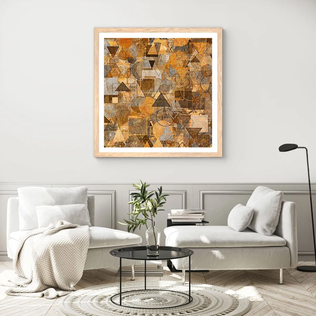 Poster in einem Rahmen aus heller Eiche - Die Welt in Form - 60x60 cm