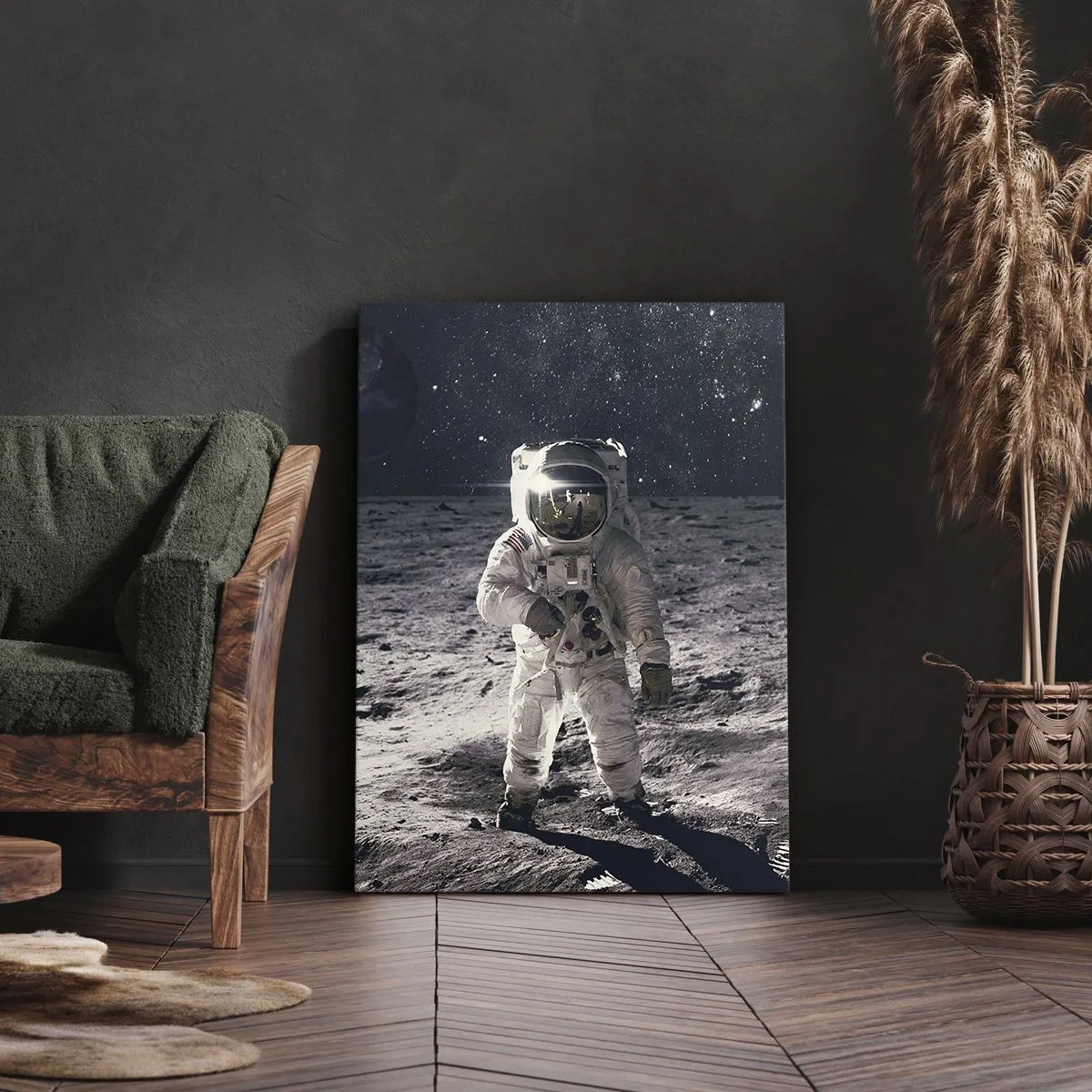 Bild auf Leinwand - Leinwandbild - Grüße vom Mond - 45x80 cm